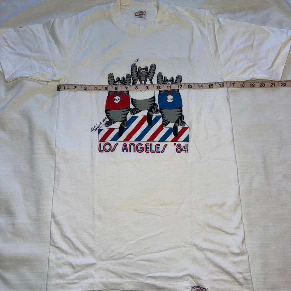 Vintage 80s Crazy Shirts B. Kilban Los Angeles 1984 Olympics Cat T-Shirt Small - Picture 2 of 12